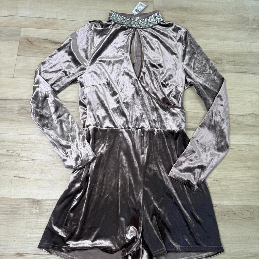 Metallic silver velvet dress Y2K M